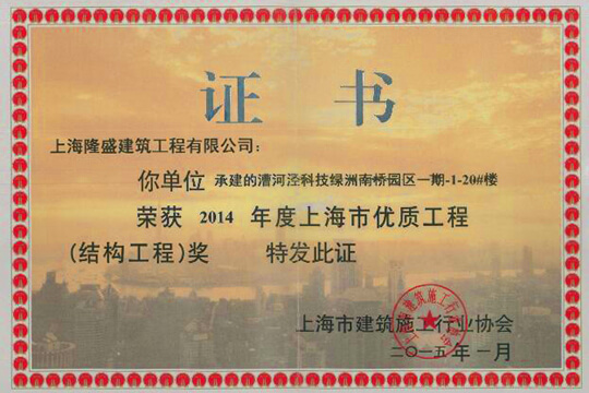 2014年度上海市优质工程(结构工程)